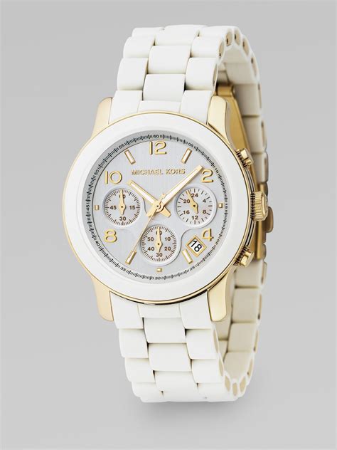 michael kors ladies stainless steel chronograph watch|Michael Kors white watches women.